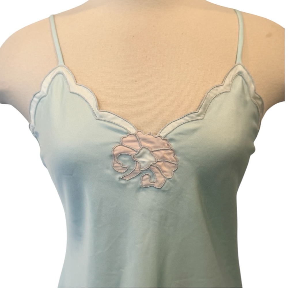 Vintage Diane Von Furstenberg silky Satin Pastel Blue DVF Nightgown Slip Dress🔥 - Picture 2 of 7